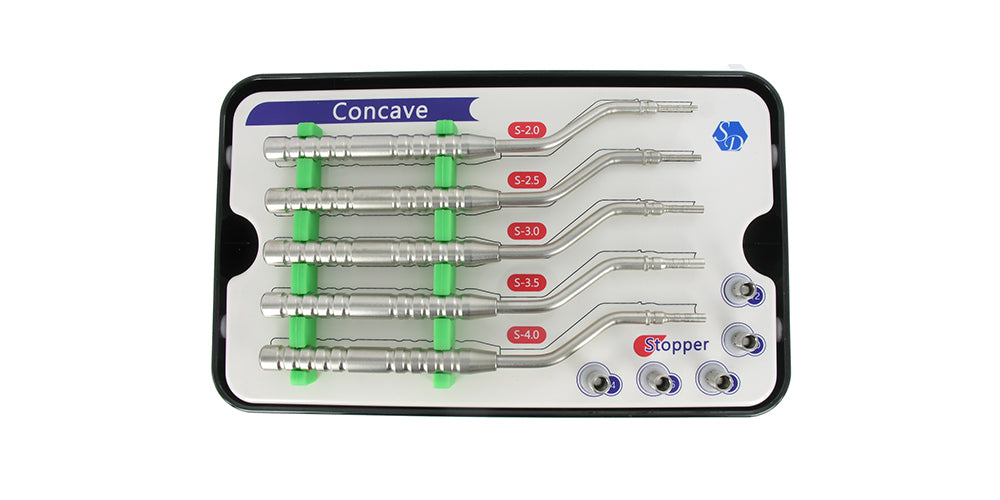 Osteotome Concave with Stopper, Set of 6 with Cassette