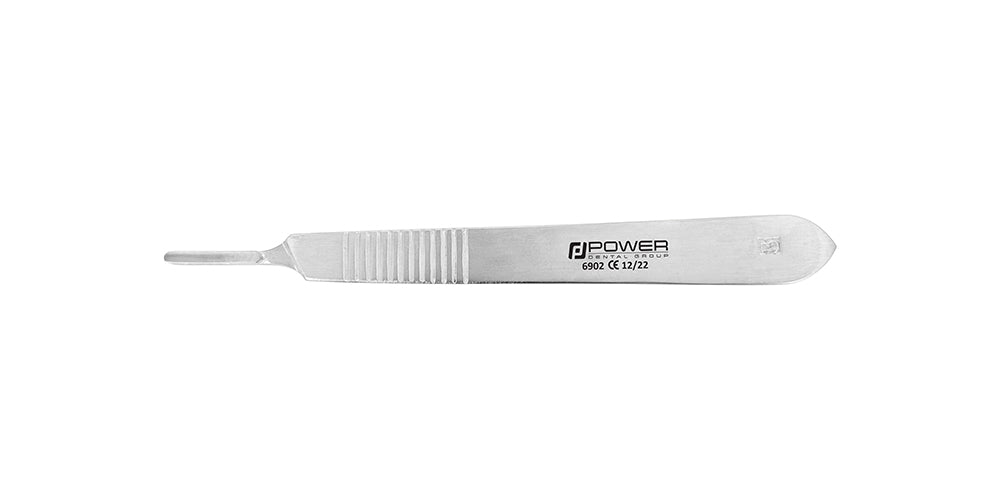Scalpel Handle #3G - Flat Design with Metric Ruler, Stainless Steel