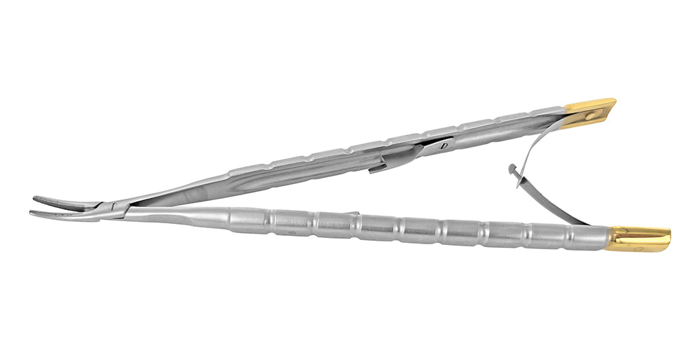 Curved Needle Holder Castroviejo - T/C, Gold Steel, 16 cm
