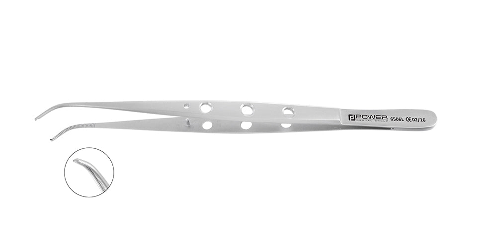Tweezers Tissue Forceps Microsurgical - Curved Teeth 1x2, 15 cm (6")